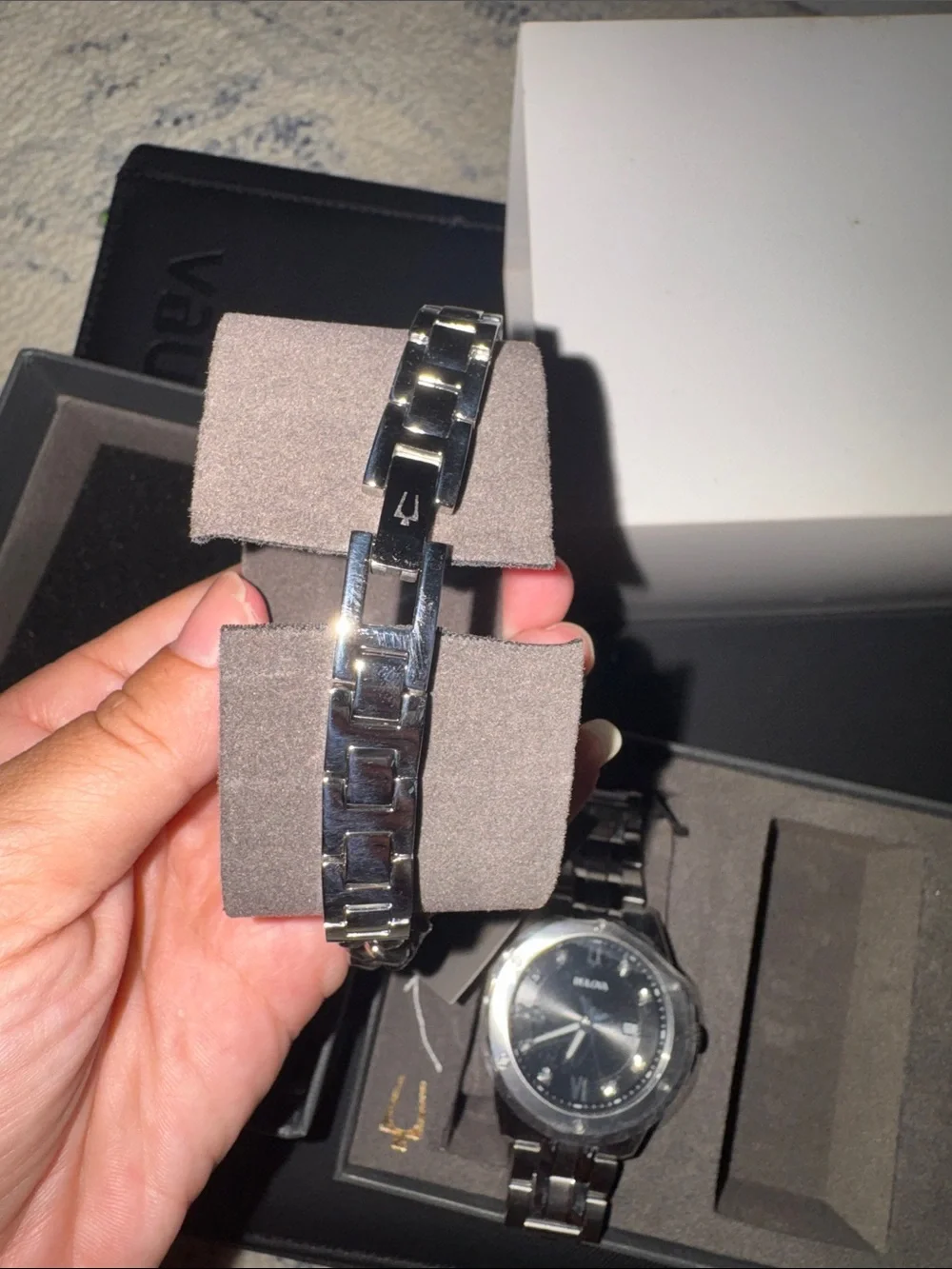 Bulova Silver Tone Men’s Watch and Matching Bracelet Set